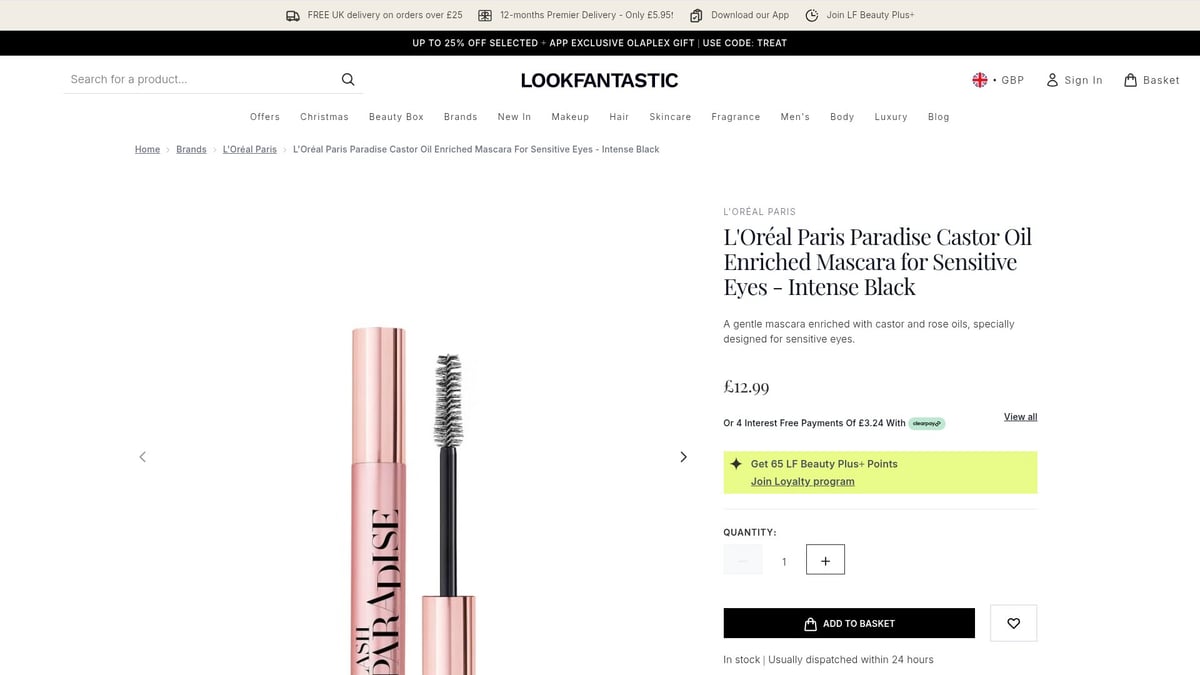 8 Best Smudge Proof Mascara Picks for Flawless Lashes 2026 - L'Oréal Paris Paradise Castor Oil Enriched Mascara