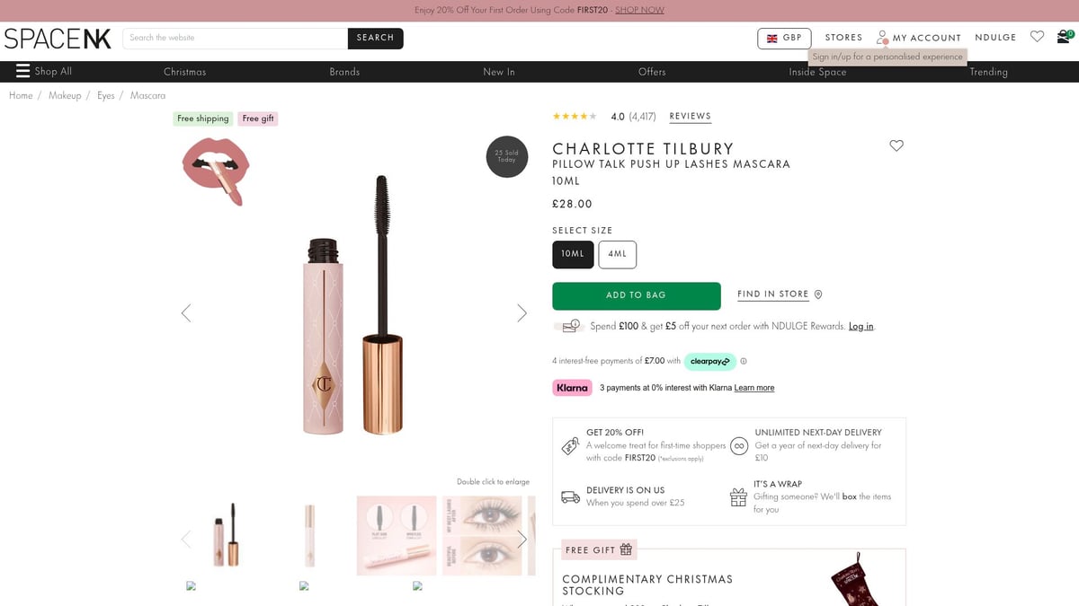 8 Best Smudge Proof Mascara Picks for Flawless Lashes 2026 - Charlotte Tilbury Pillow Talk Push Up Lashes Mascara