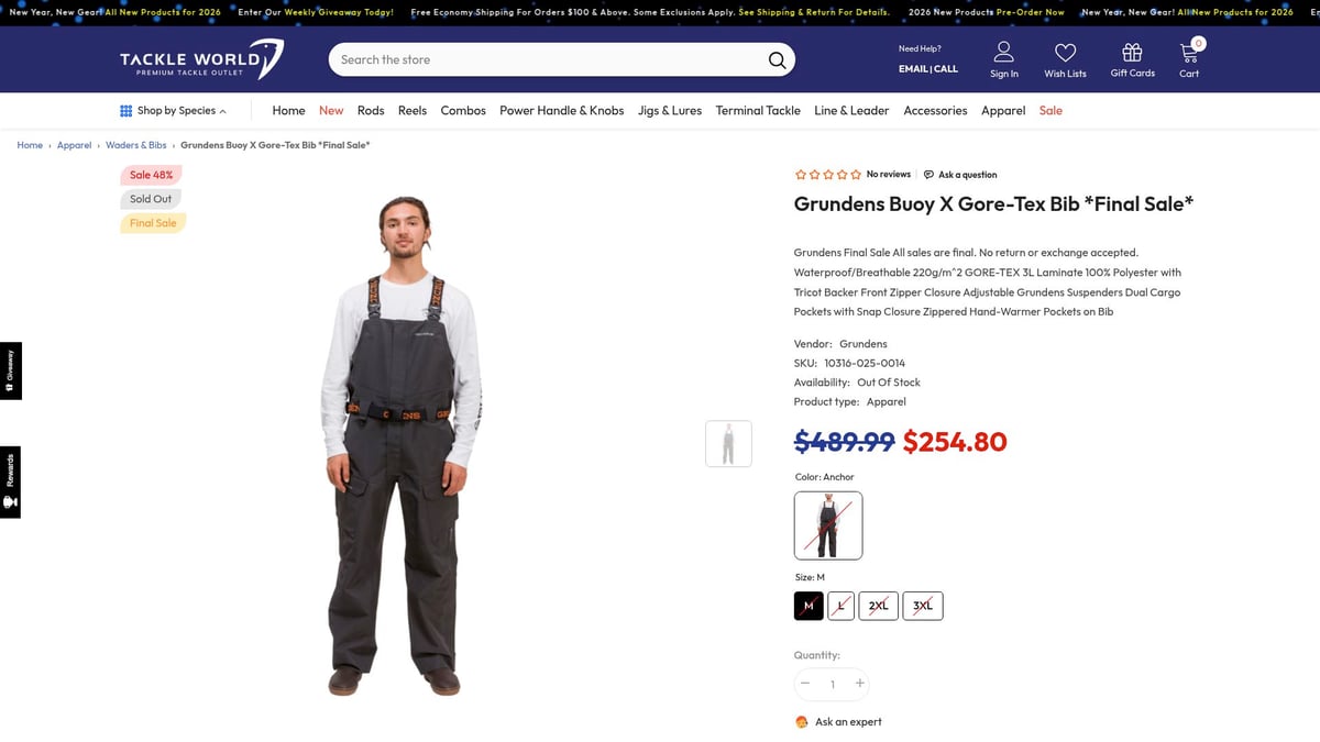 7 Best Tackle Deal Picks for Anglers in 2026 - Grundens Buoy X Gore-Tex Bib