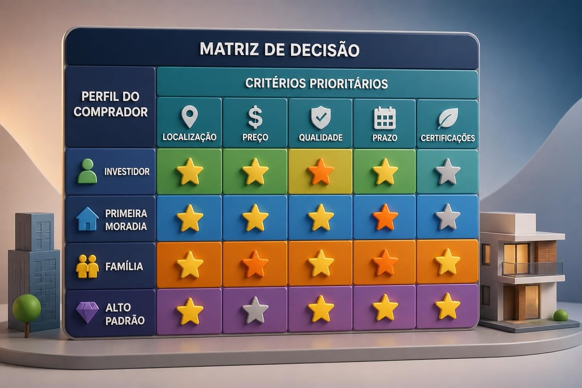 Critérios de escolha de construtora por perfil