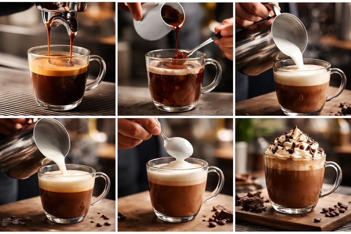 Préparation café mocha étape par étape