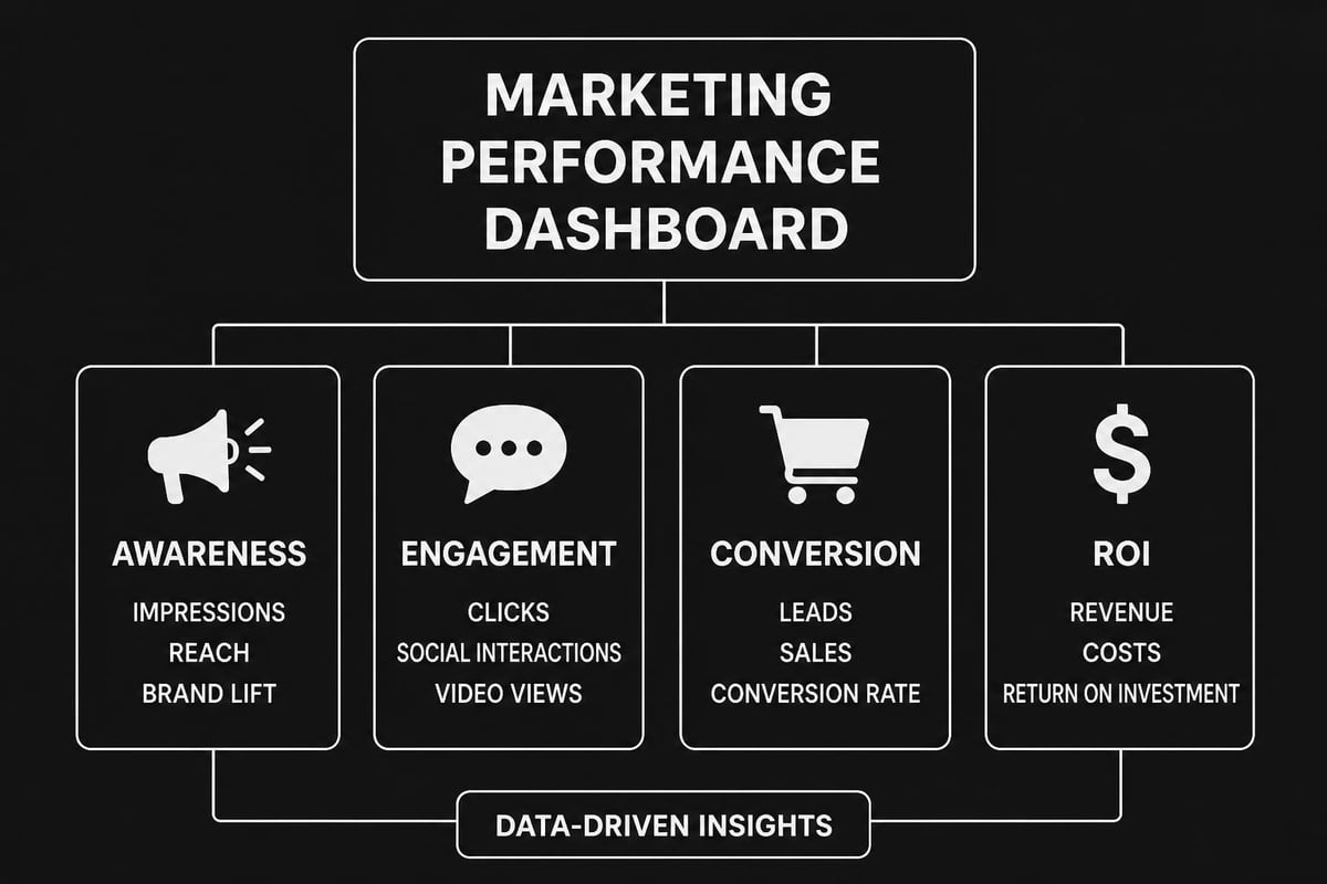 Marketing dashboard sections
