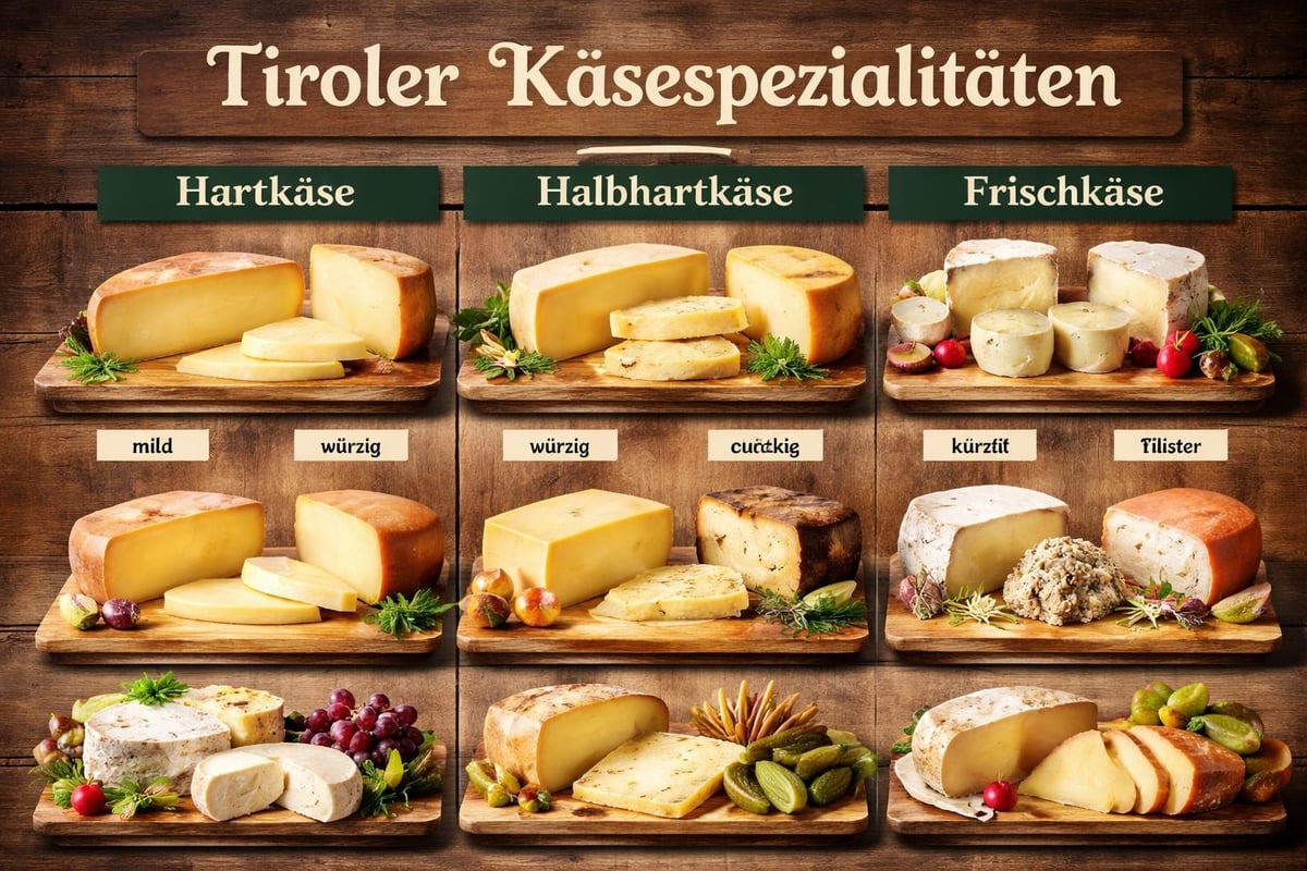 Verschiedene Tiroler Käsesorten
