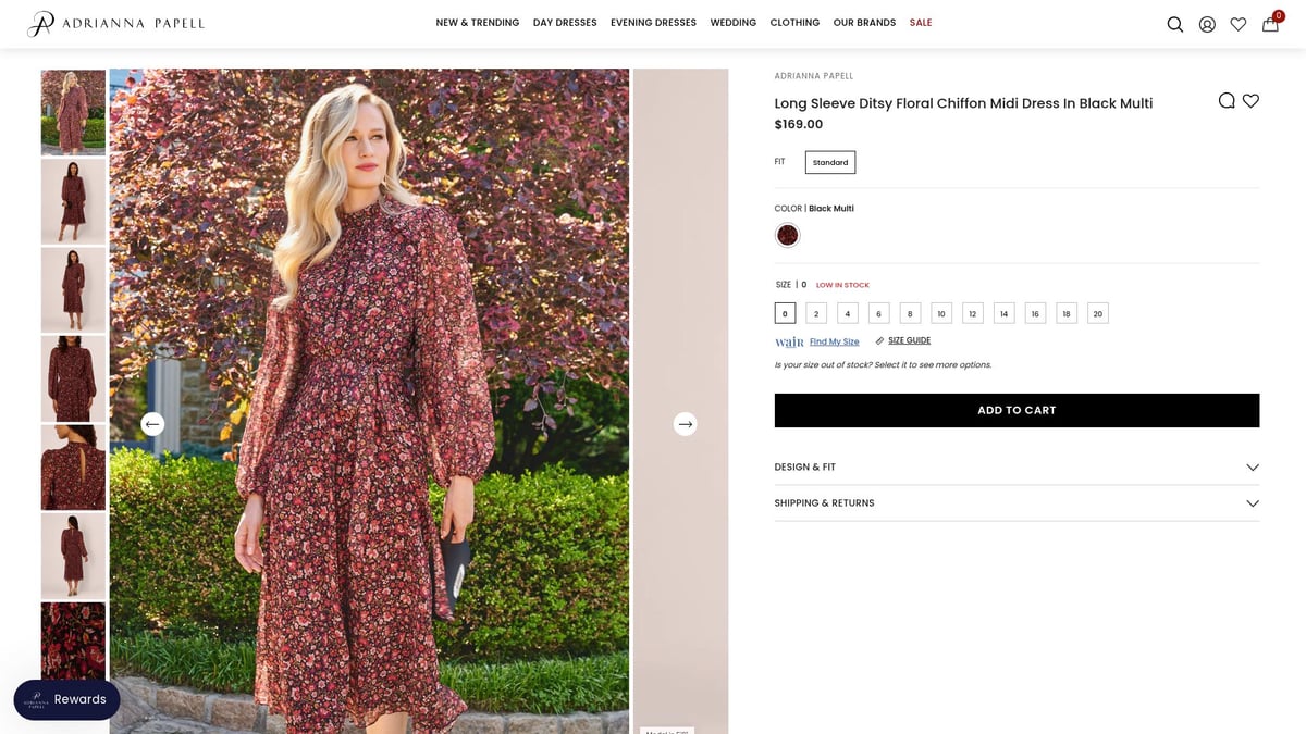 7 Stunning Dresses for Fall Women to Wear in 2025 - Long Sleeve Ditsy Floral Chiffon Midi Dress In Black Multi – Adrianna Papell ($169)