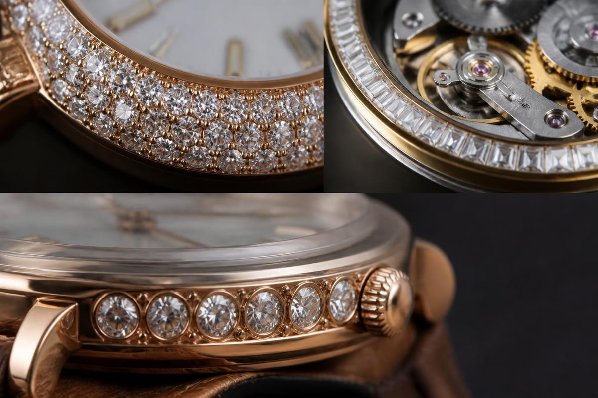 Diamond setting techniques in luxury watches