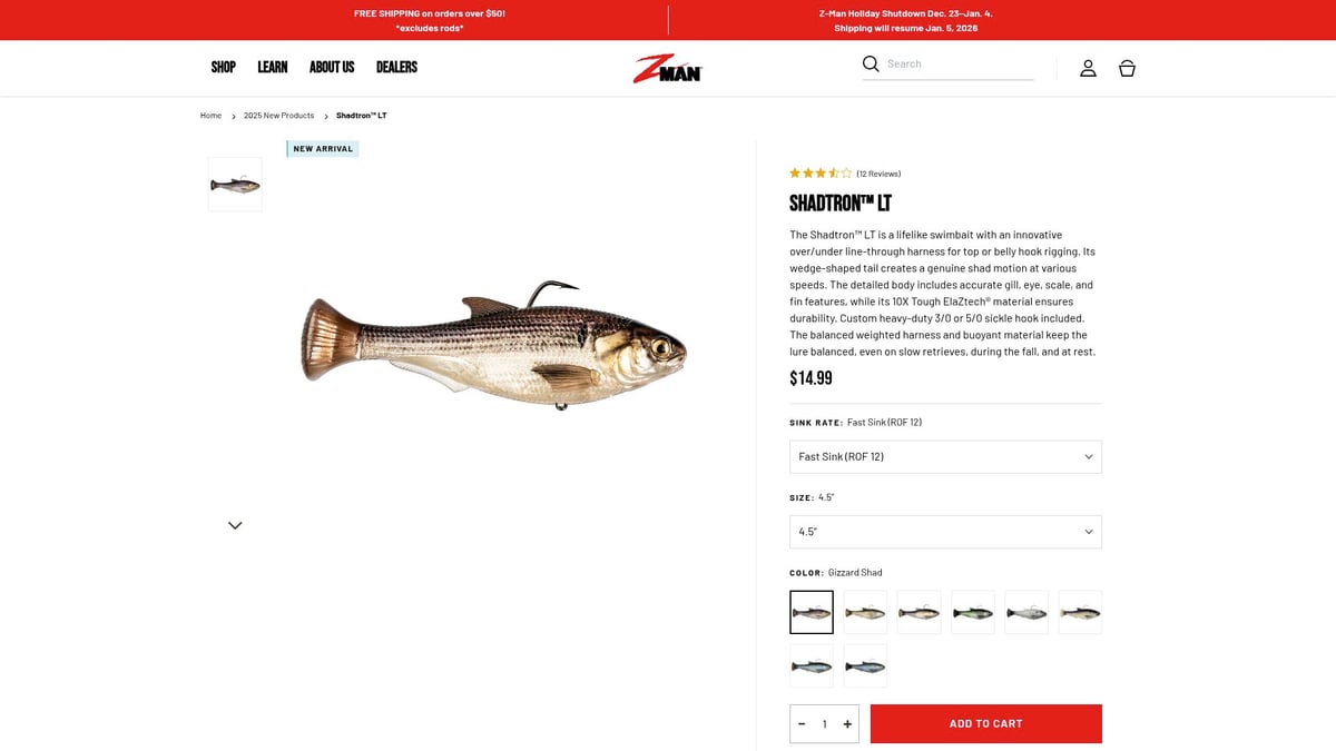 7 Exciting New Fishing Innovations to Try in 2026 - Shadtron™ LT – Ultra-Realistic Swimbait with Versatile Rigging