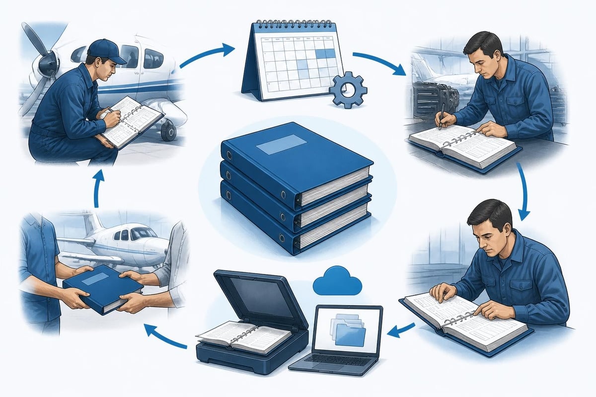 Aviation maintenance logbook lifecycle