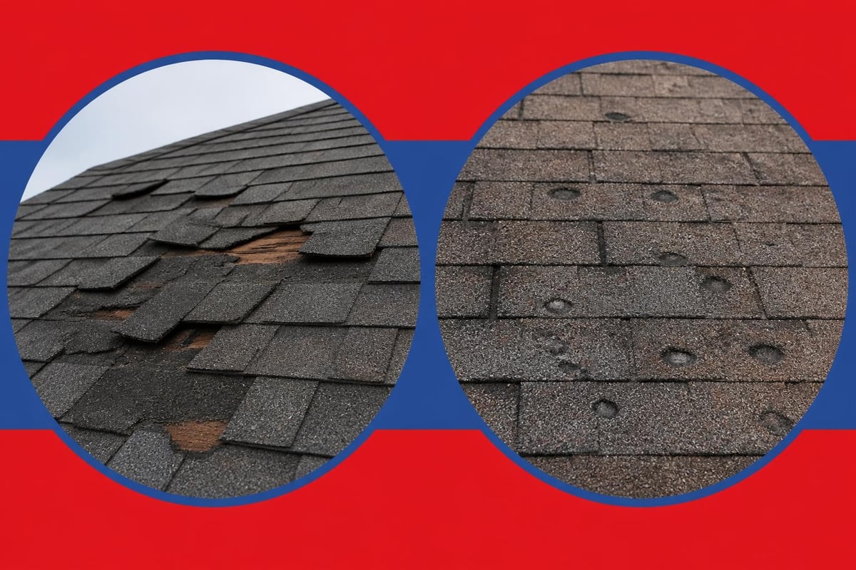 Wind versus hail damage patterns