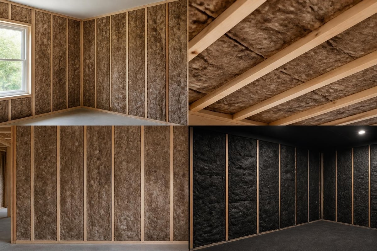 Common installation locations for acoustic insulation batts