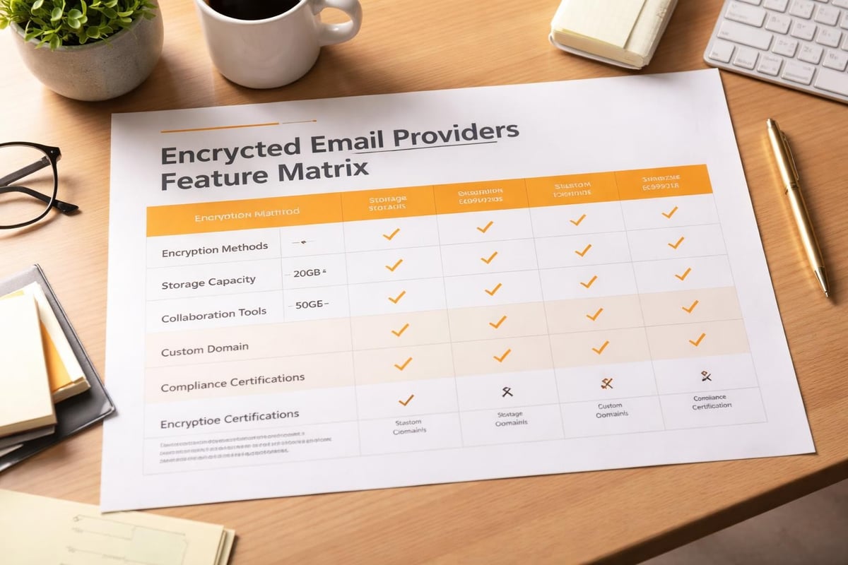 Secure email features comparison