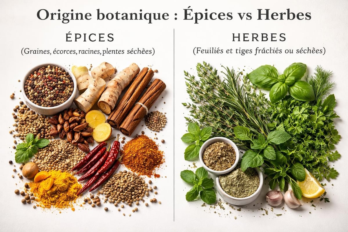 Distinction botanique épices herbes