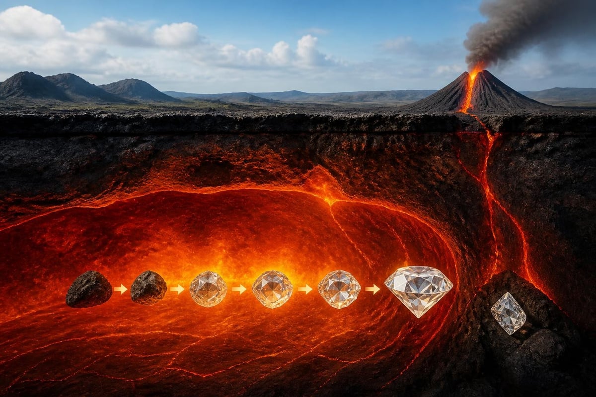 Natural diamond formation process