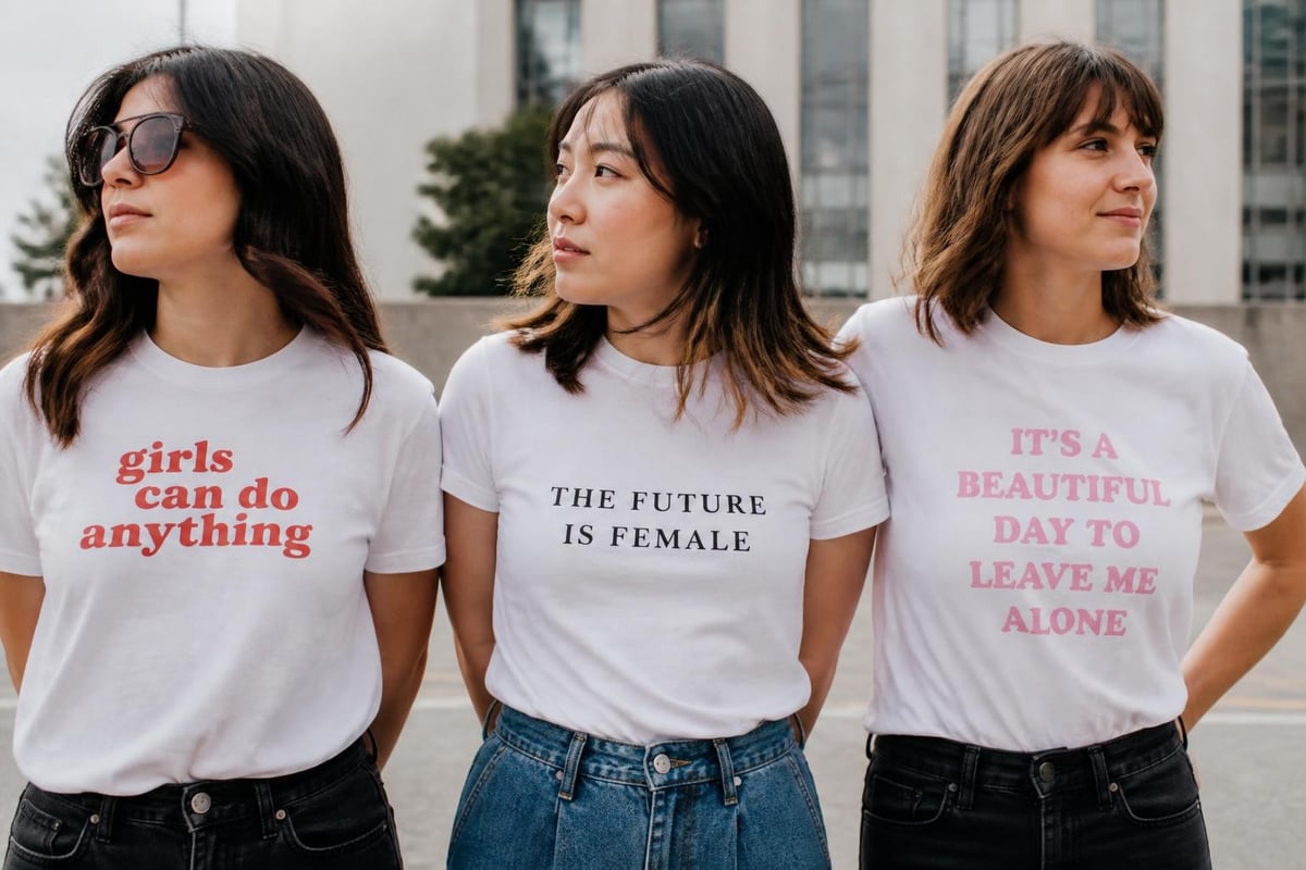 Slogan tees expressing different messages