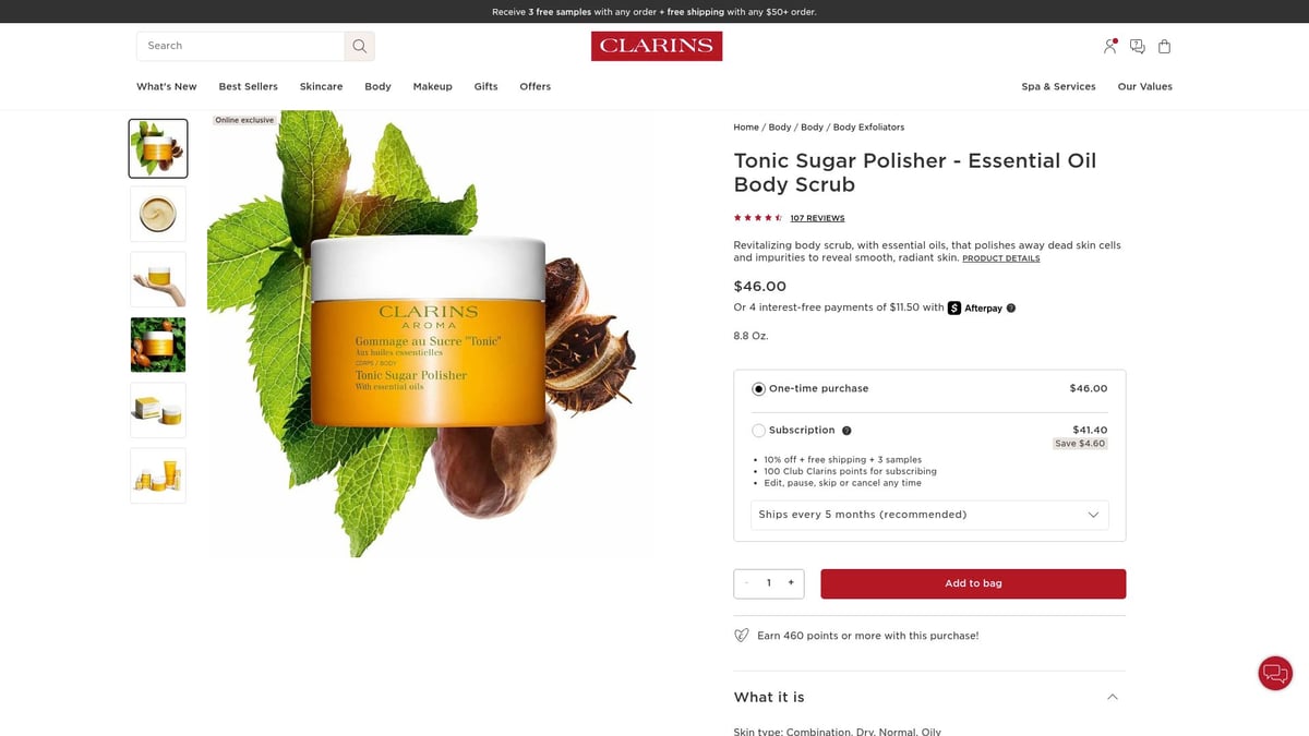 Top 9 Care Products to Try in 2026 for Every Routine - Tonic Sugar Polisher - Essential Oil Body Scrub by Clarins