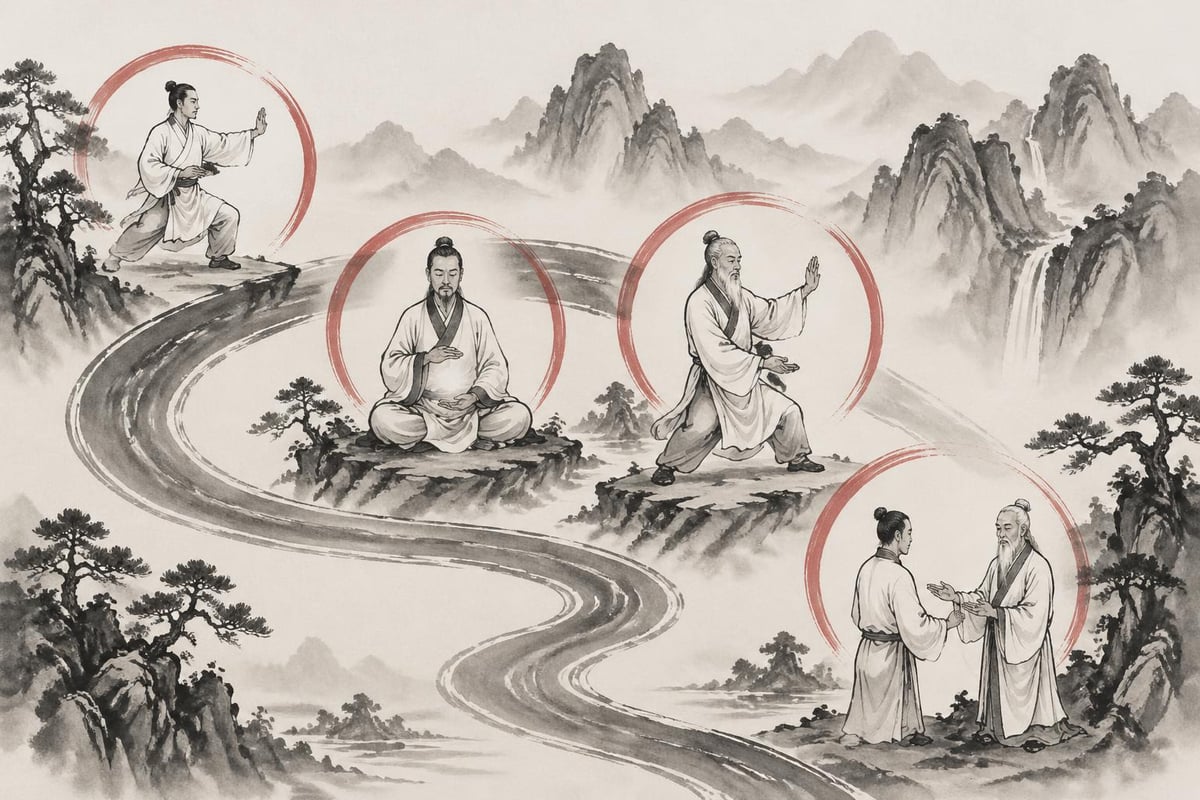 Stages of Tai Chi development from beginner to advanced practitioner