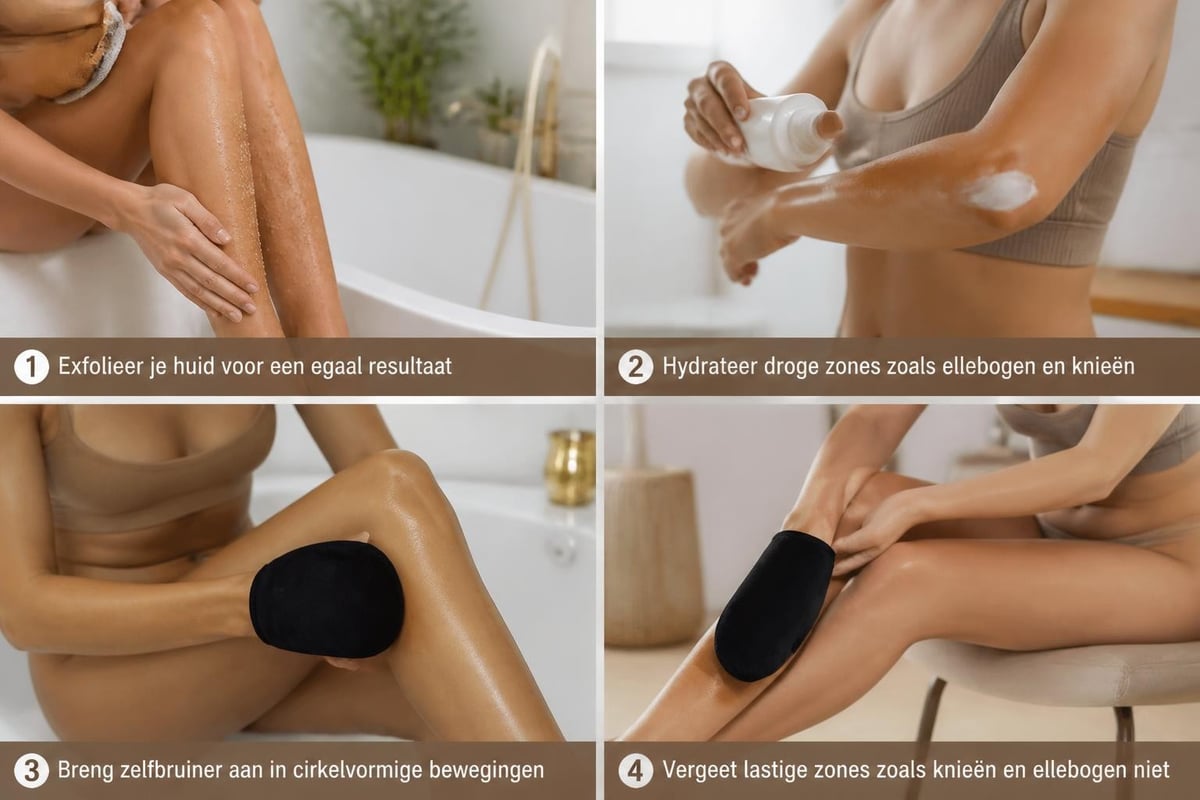 Stappen voor streepvrije zelfbruiner applicatie