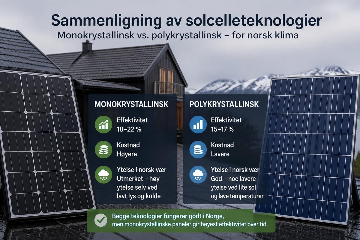 Solcellepanel teknologisammenligning