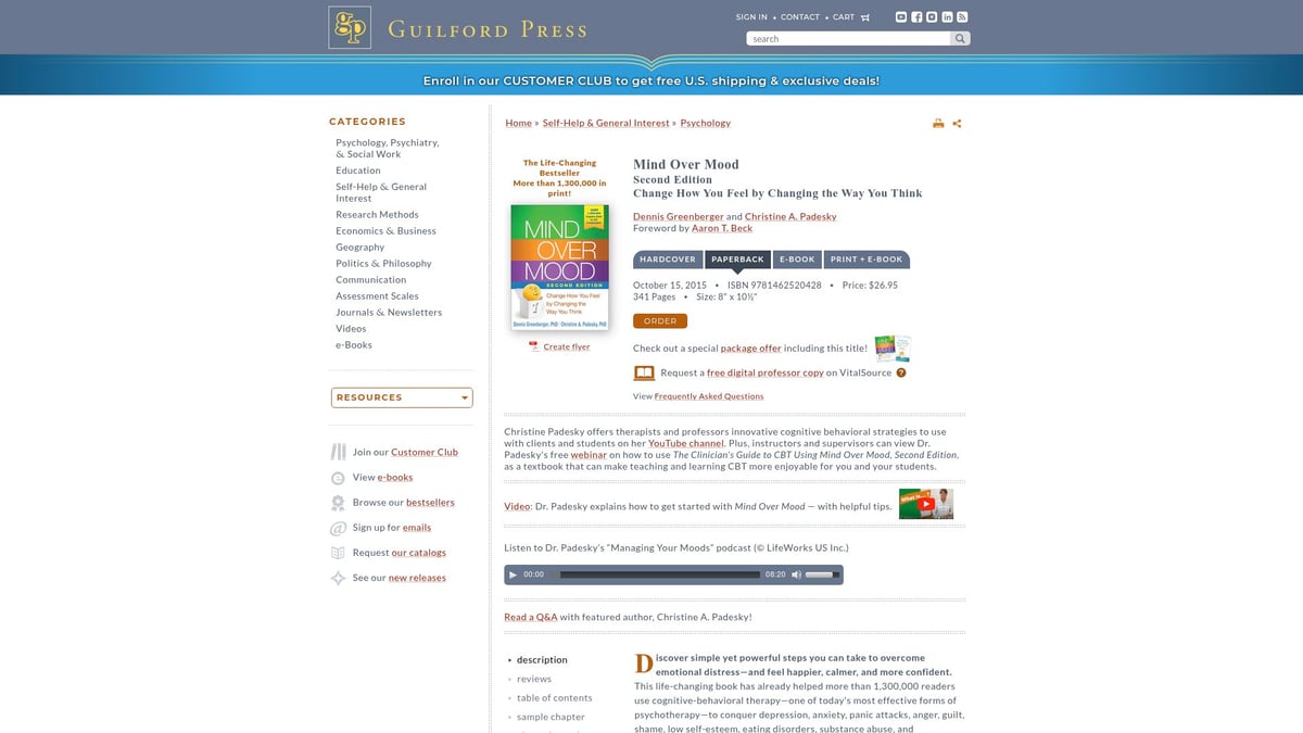 8 Essential Books About Mental for Personal Growth 2026 - Mind Over Mood by Dennis Greenberger & Christine A. Padesky