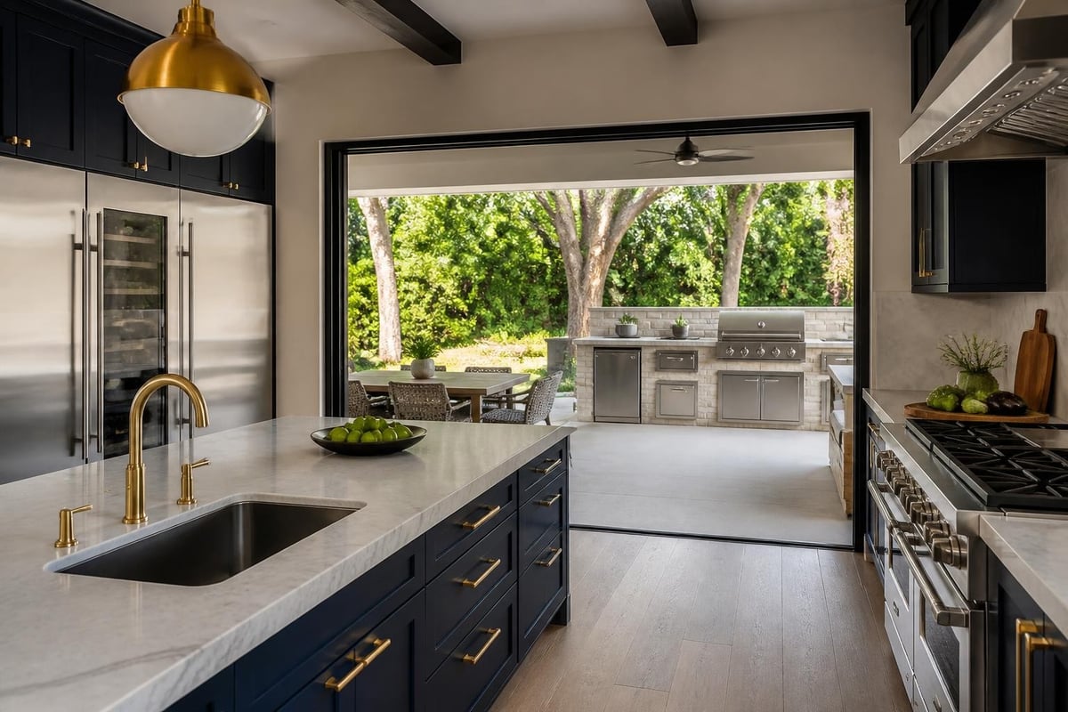Indoor outdoor kitchen integration