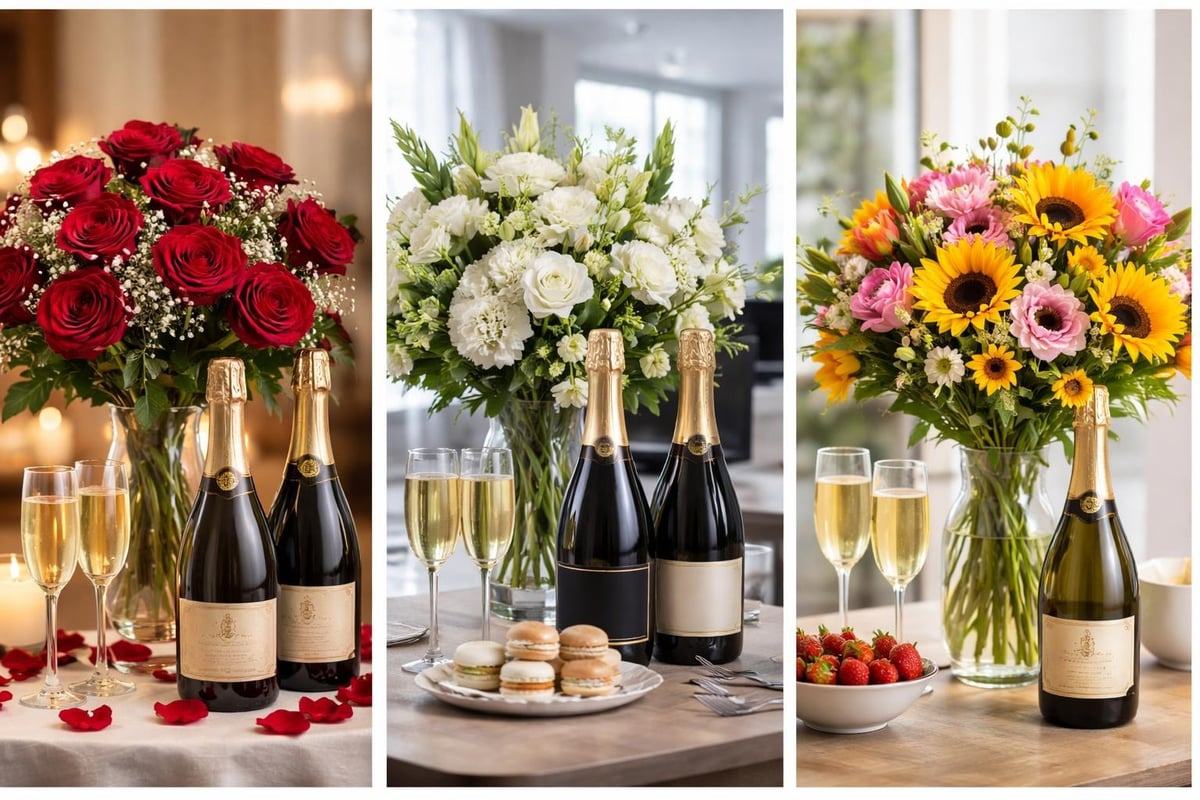 Flower and champagne pairing concepts