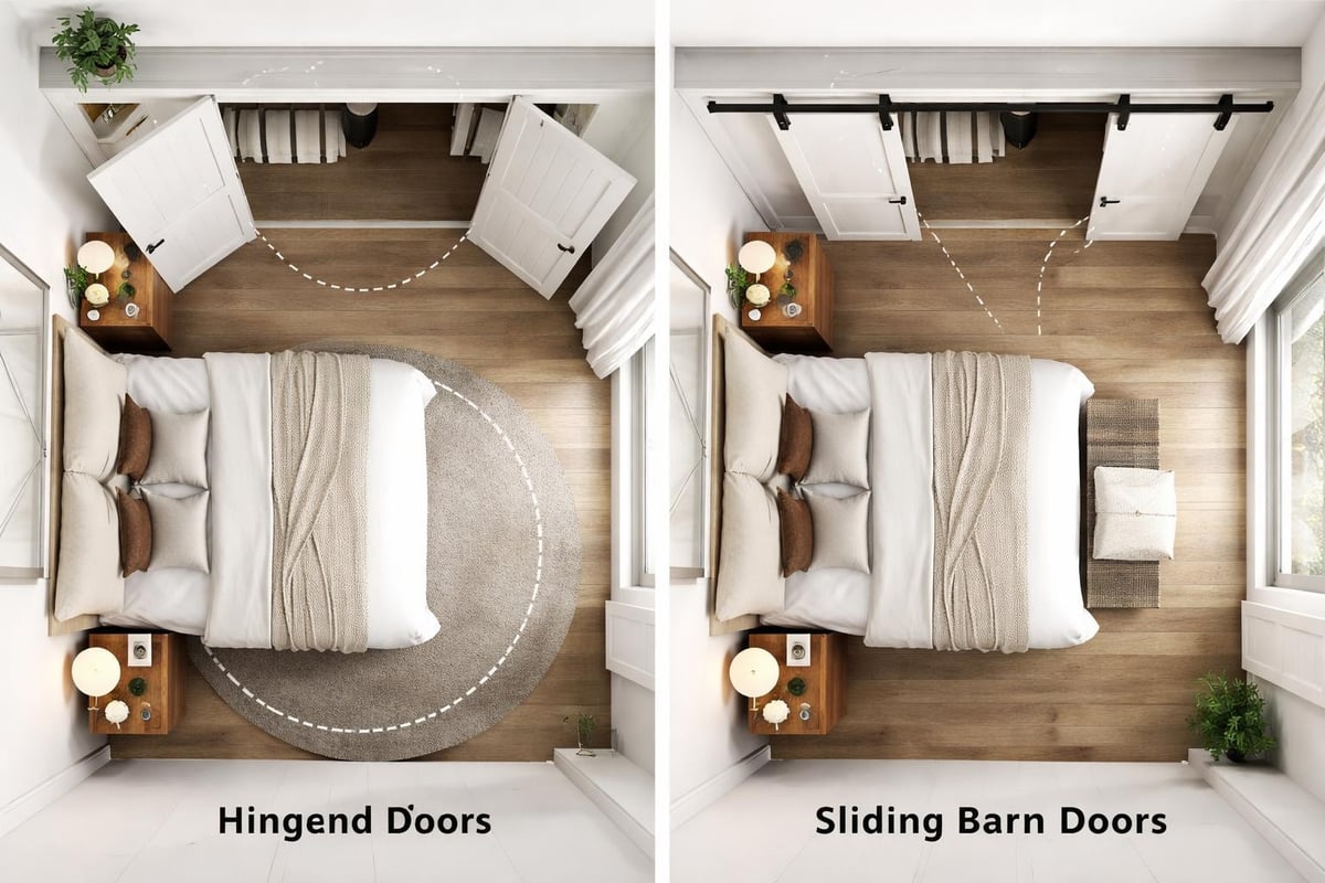 Space comparison traditional vs barn doors