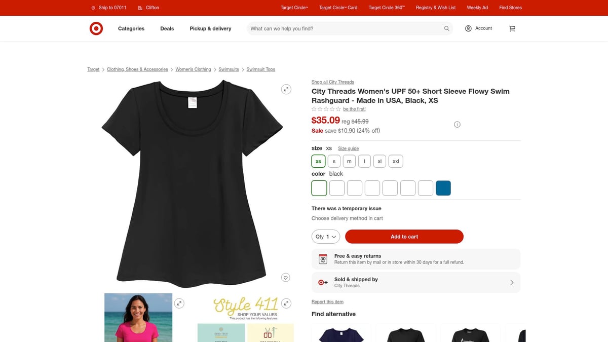 7 Stylish Short Sleeve Swimsuit Picks for 2026 - City Threads Women's UPF 50+ Short Sleeve Flowy Swim Rashguard – $35.09 (Sale)