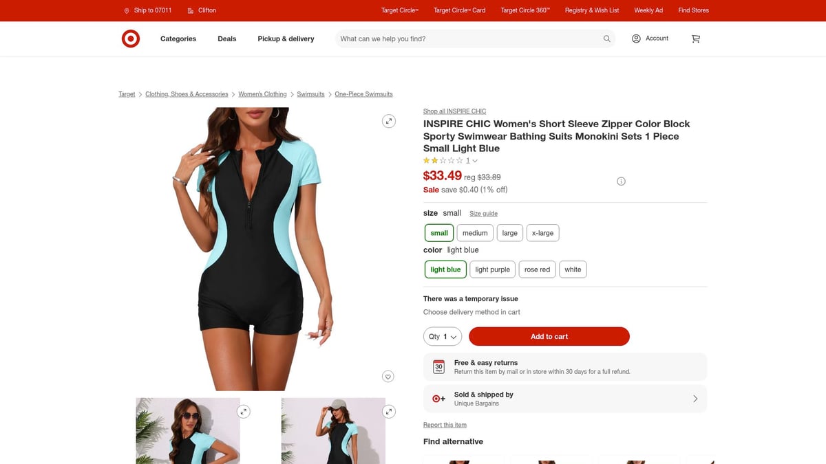 7 Stylish Short Sleeve Swimsuit Picks for 2026 - INSPIRE CHIC Women's Short Sleeve Zipper Color Block Sporty Swimwear Monokini – $33.49 (Sale)