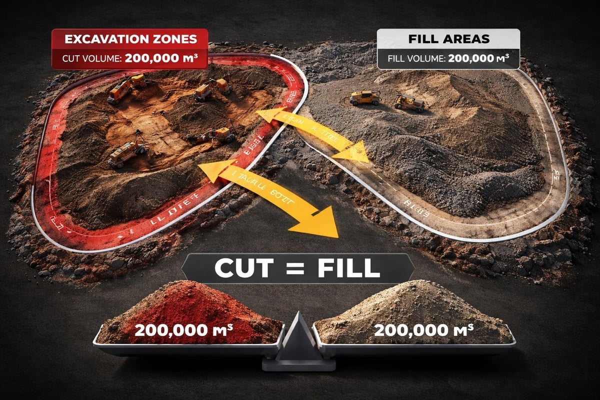 Cut and fill earthworks balance