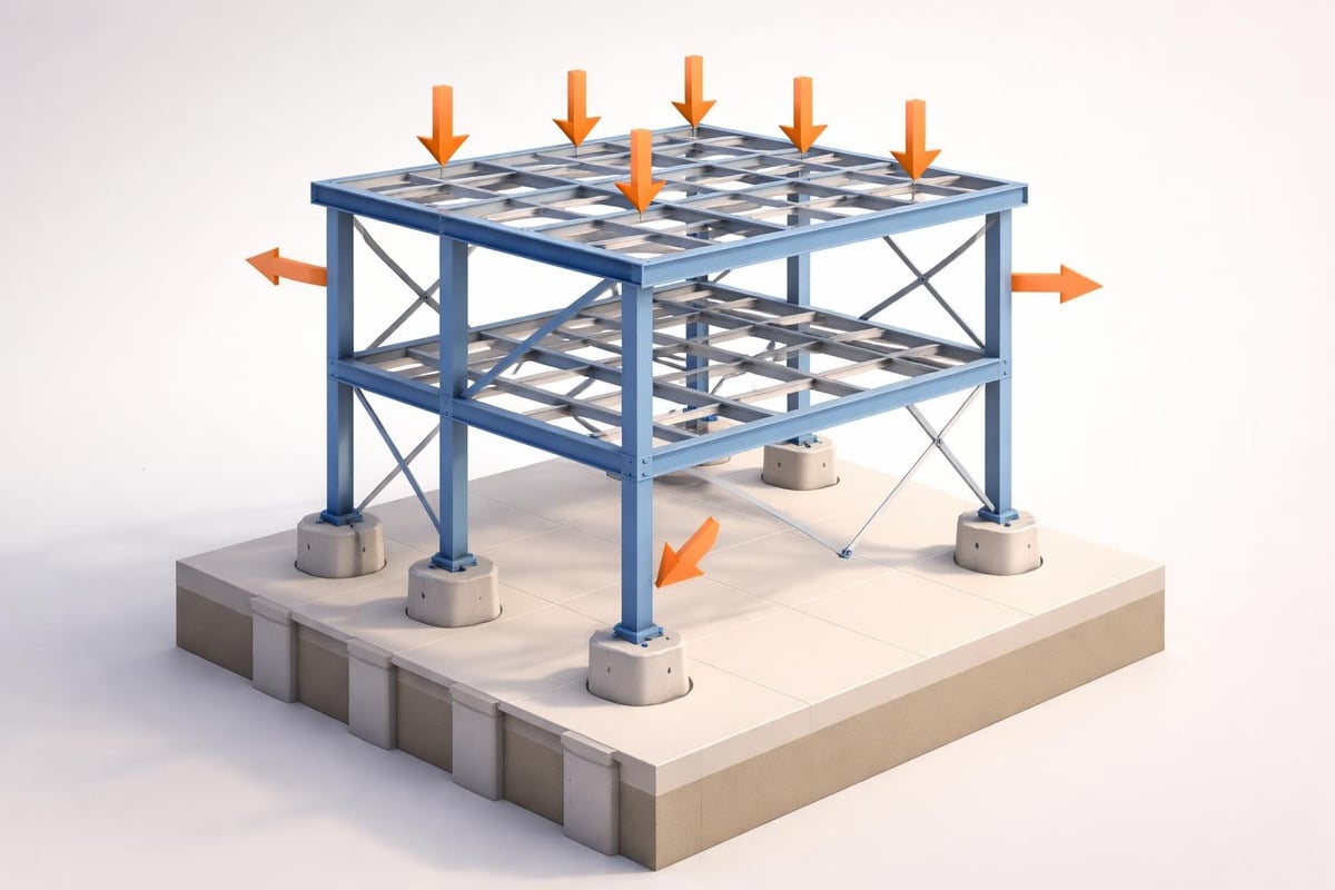 Load distribution in steel frames