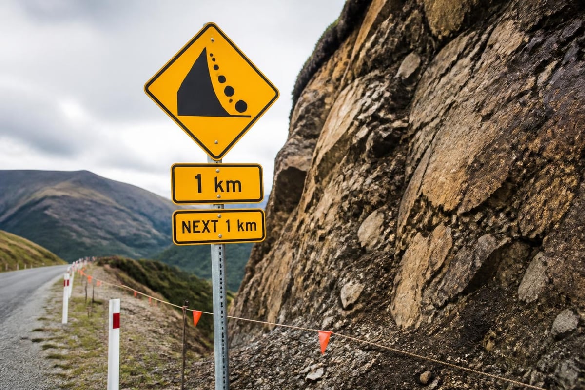 Falling rocks sign installation system
