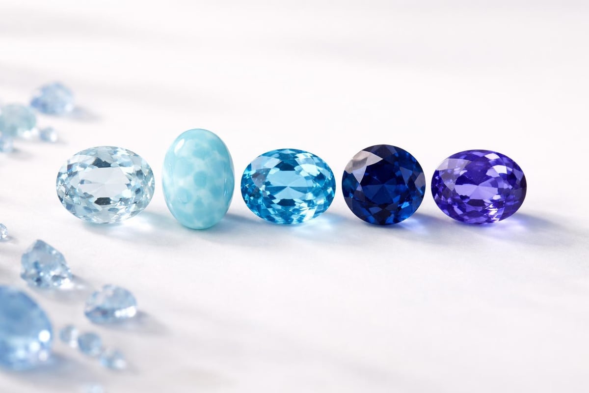 Blue gemstone color spectrum