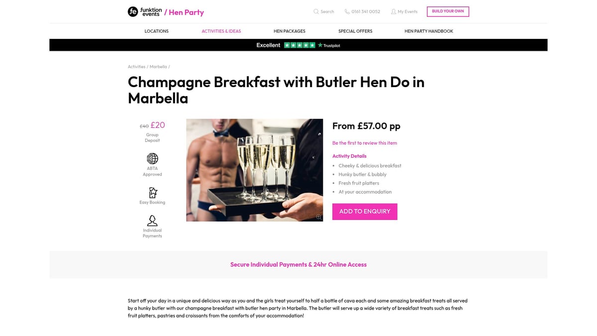 12 Unforgettable Marbella Hen Do Experiences for 2025 - Champagne Breakfast with Cheeky Butler