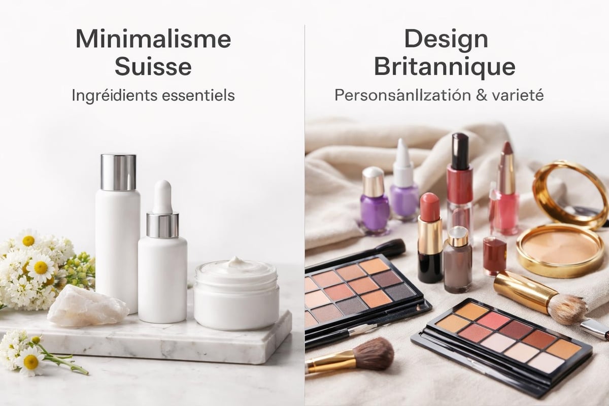 Comparison of minimalist Swiss and British design philosophies