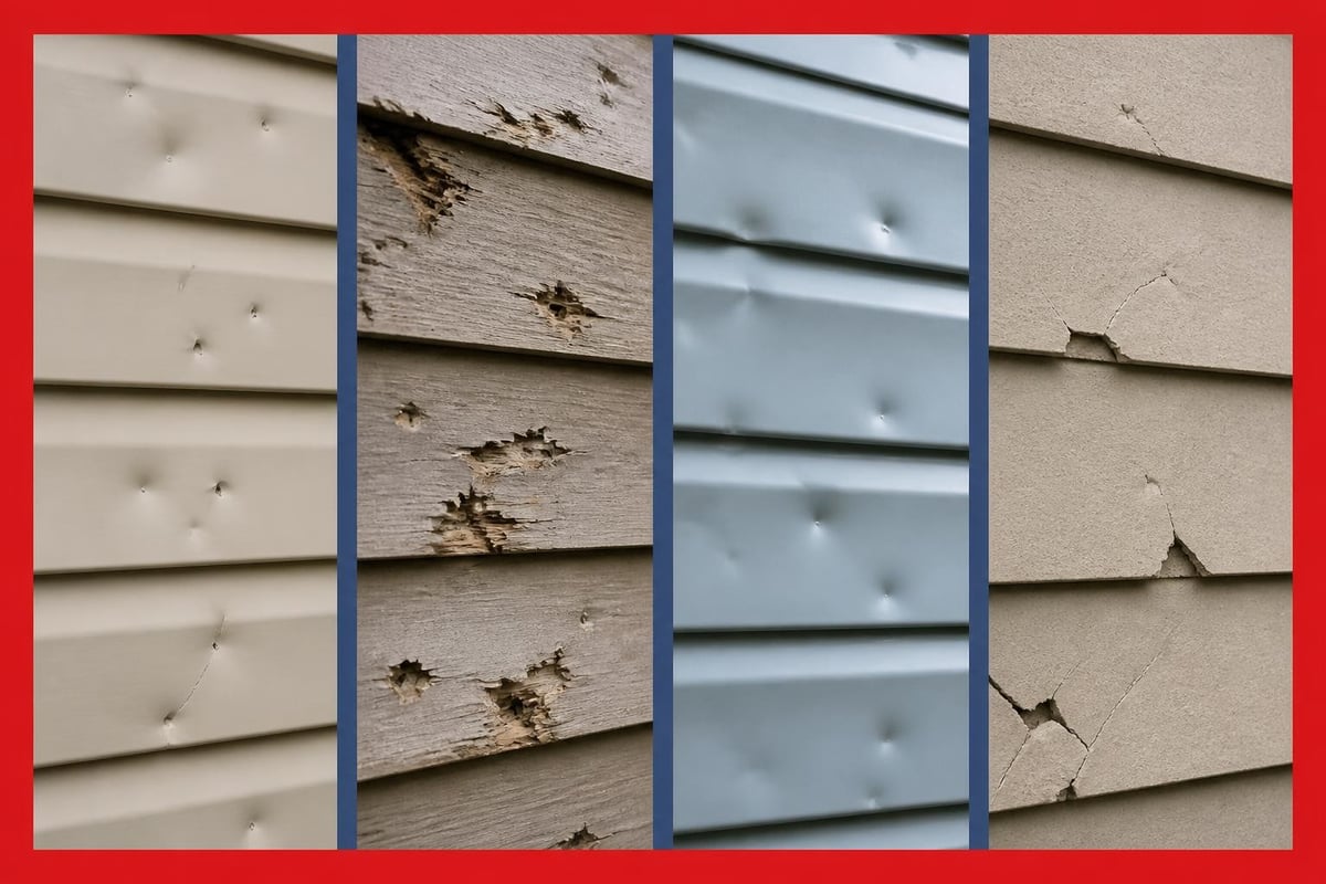 Identifying hail damage across vinyl, wood, aluminum, and fiber cement siding materials
