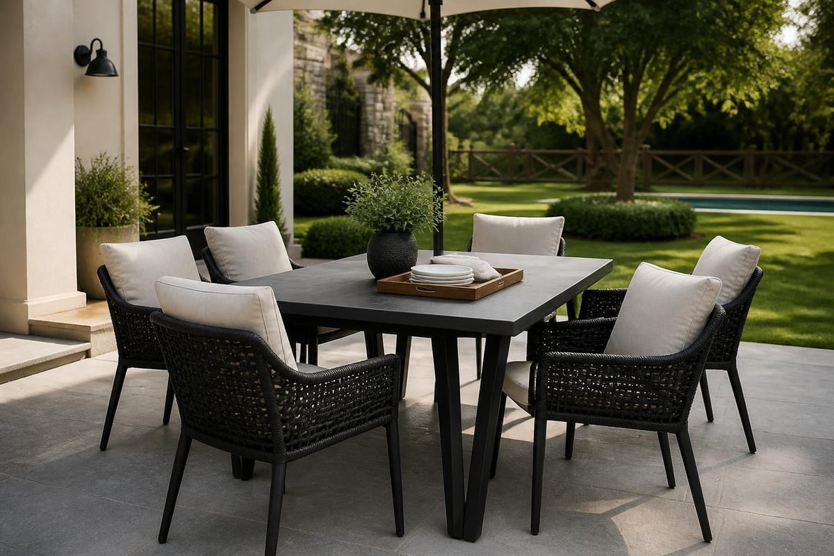 Black rattan dining set coordination