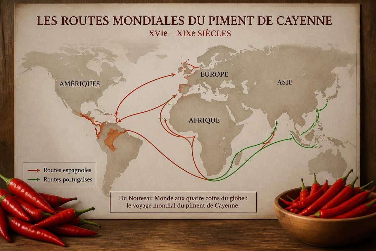 Routes commerciales du piment de Cayenne
