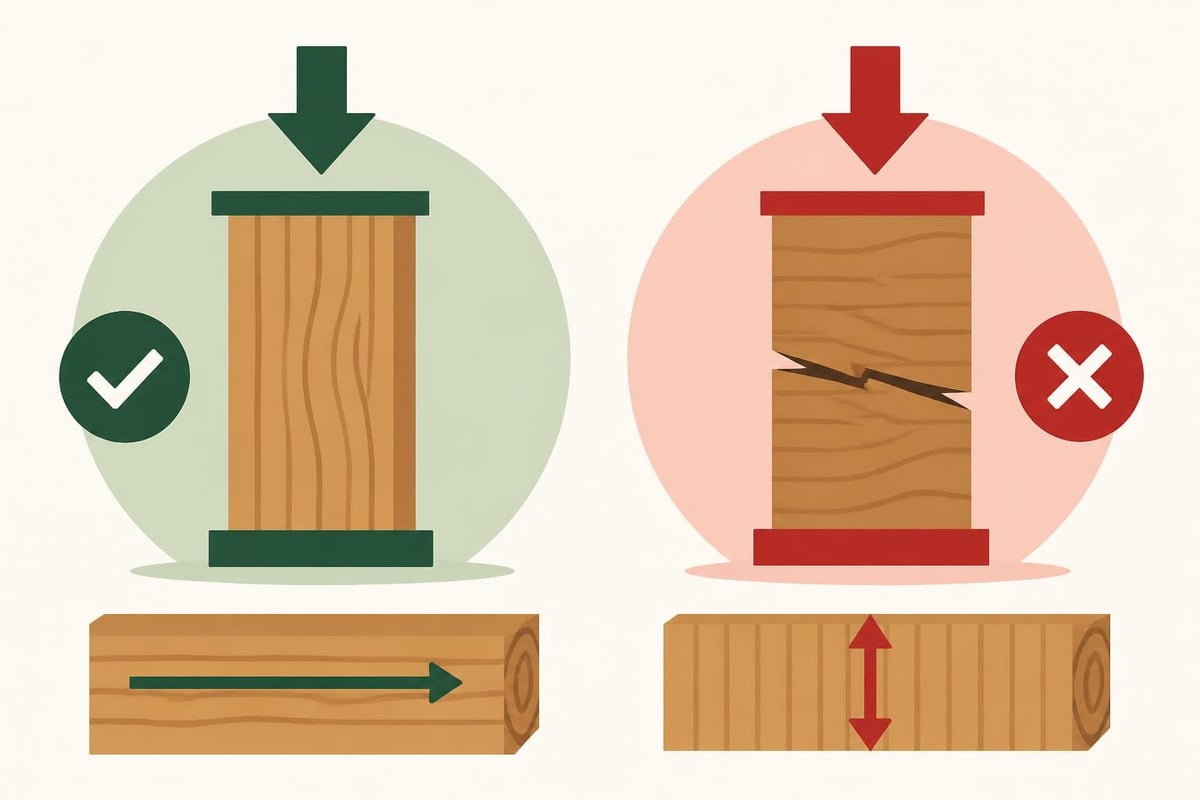 Grain direction impact on timber strength