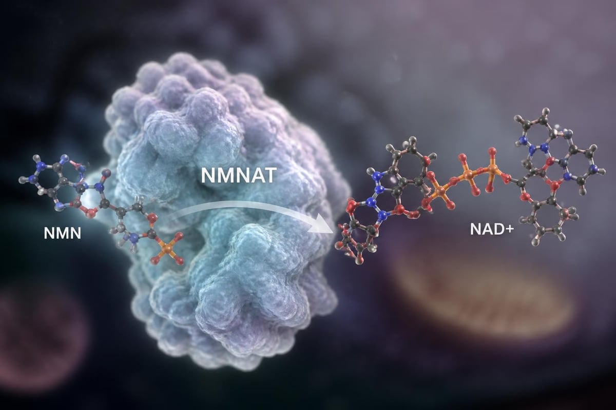 Enzymatic conversion pathway from NMN to NAD+