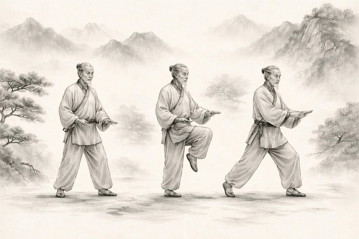 Weight transfer mechanics in tai chi walking