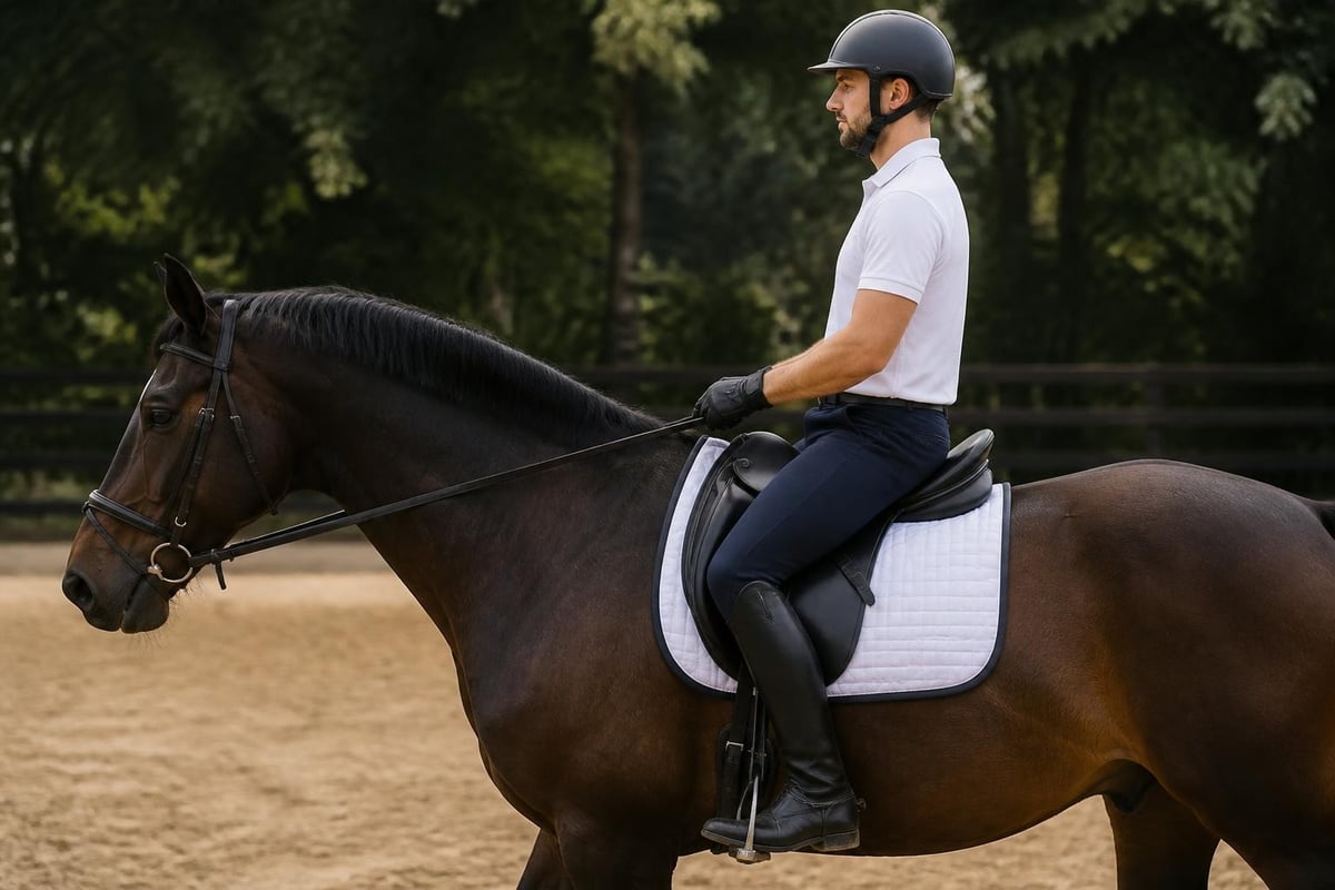 Male rider demonstrating proper seat position
