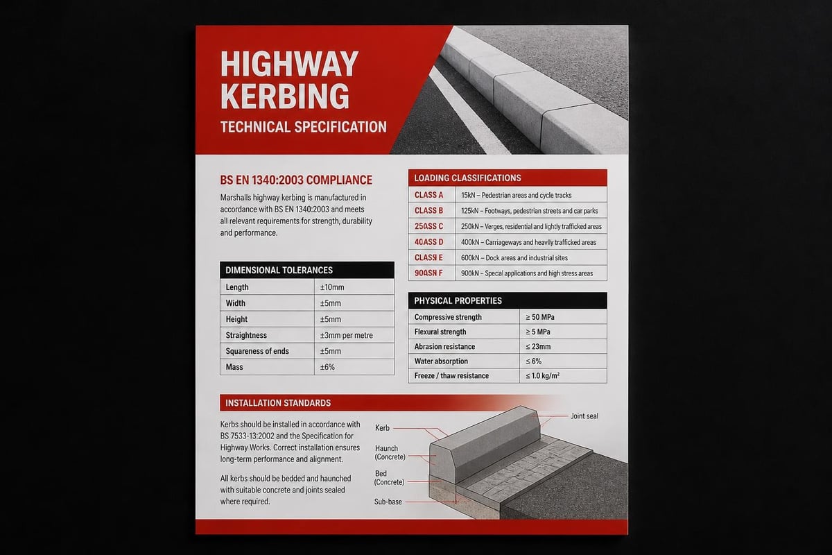 Highway kerbing specifications