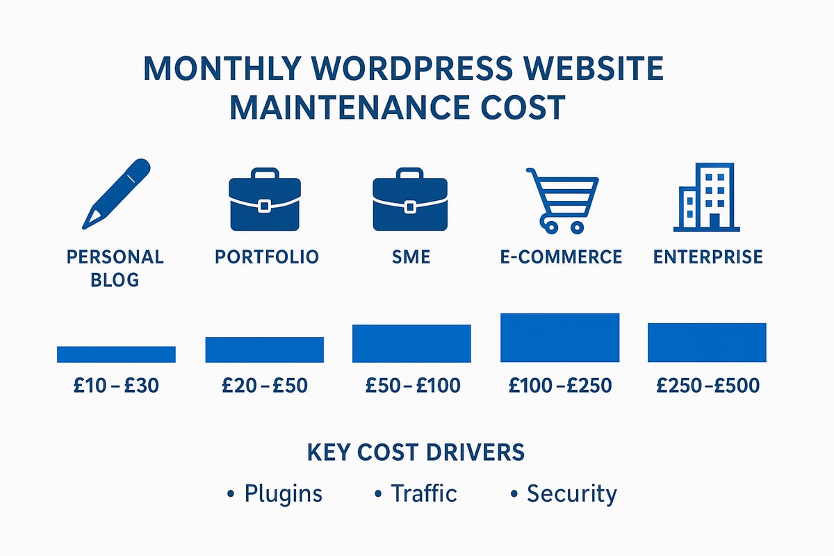 WordPress Maintenance Costs by Website Type and Business Size