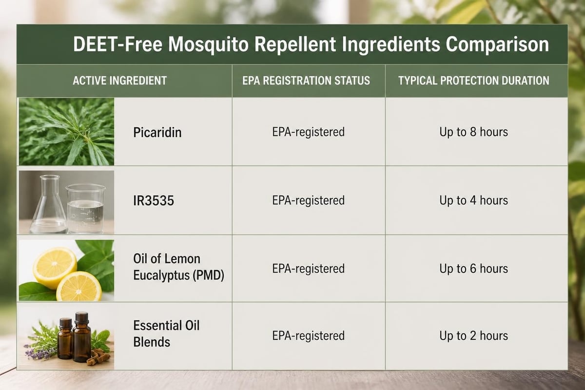 DEET-free repellent active ingredients comparison