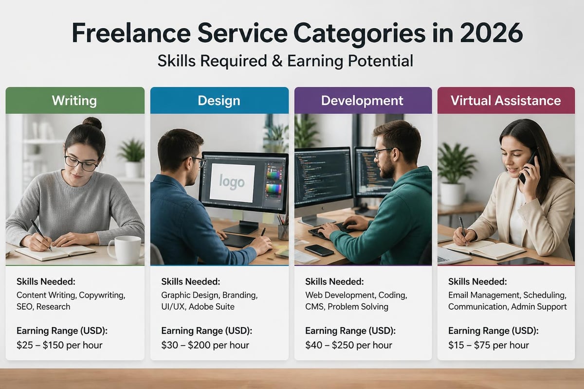 Freelance service categories and income potential