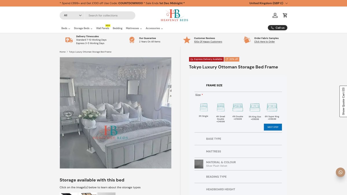 7 Best Luxury Super King Beds For Ultimate Comfort 2025 - Tokyo Luxury Ottoman Storage Bed Frame – Heavenly Beds