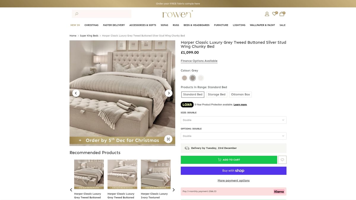 7 Best Luxury Super King Beds For Ultimate Comfort 2025 - Harper Classic Luxury Grey Tweed Buttoned Silver Stud Wing Chunky Bed – Rowen Homes