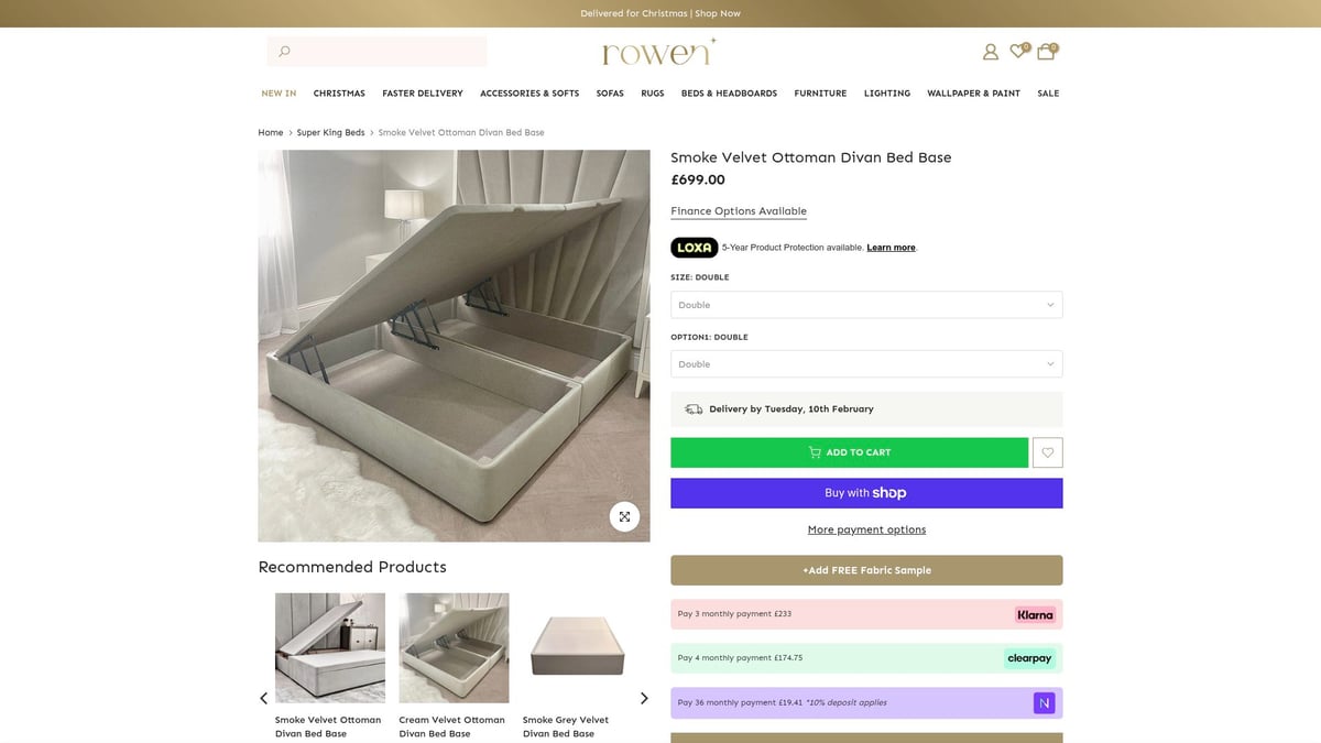 7 Best Luxury Super King Beds For Ultimate Comfort 2025 - Smoke Velvet Ottoman Divan Bed Base – Rowen Homes