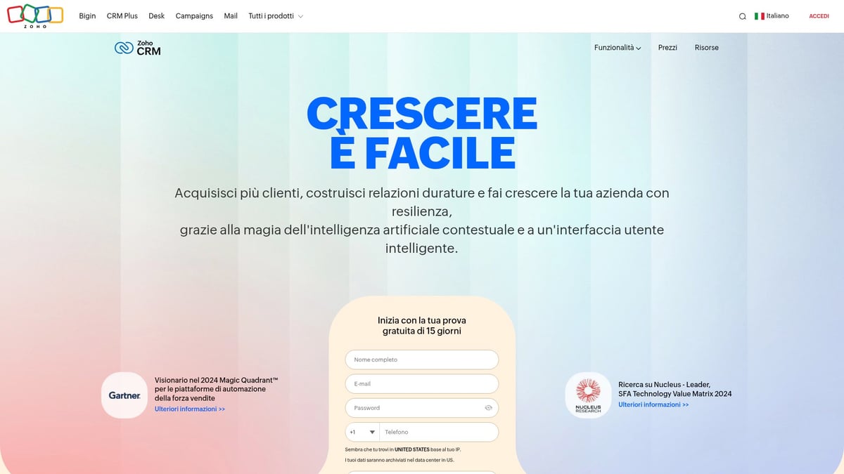 7 Migliori CRM Per Growth Manager Da Provare Nel 2025 - Zoho CRM