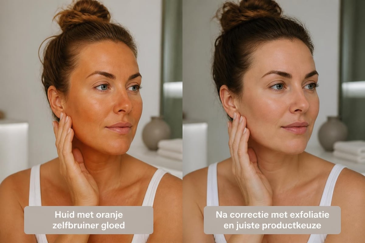 Voor en na correctie oranje gloed