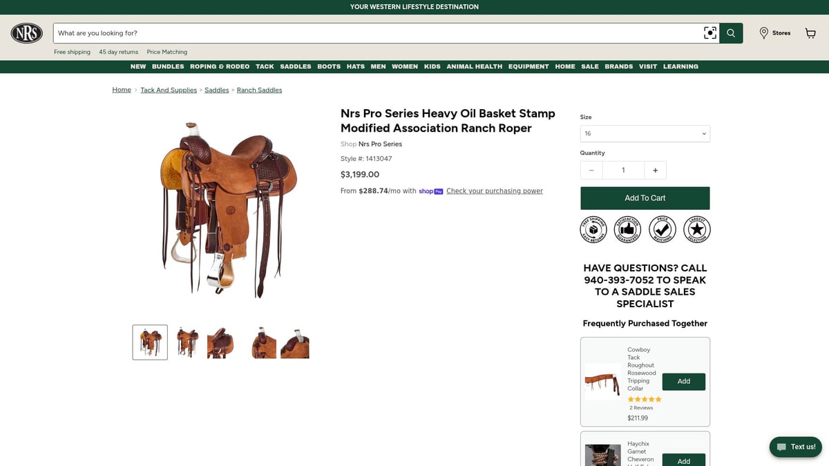 Top 7 Saddles for Sale in 2025: Best Picks for Every Rider - NRS Pro Series Heavy Oil Basket Stamp Modified Association Ranch Roper